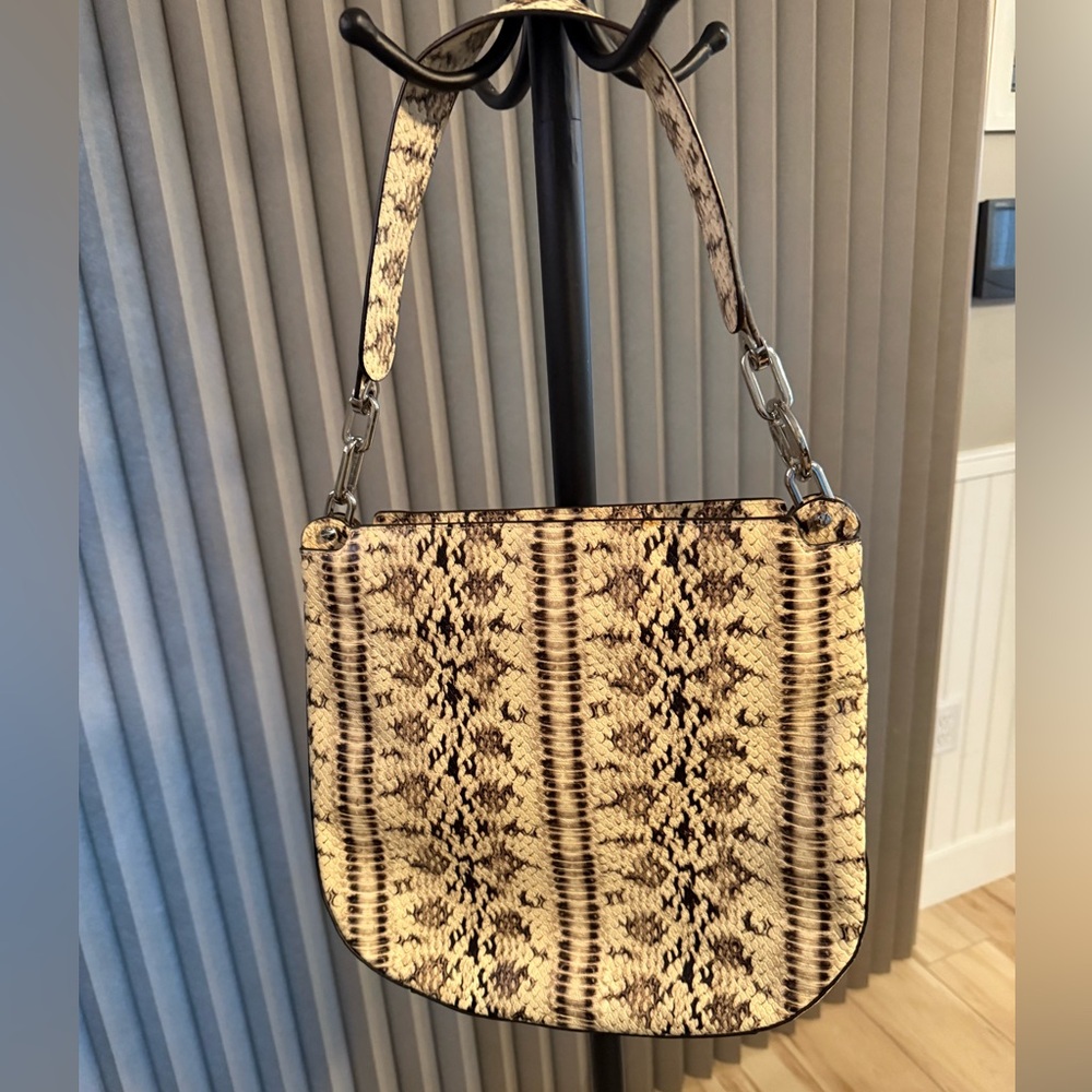 Michael Kors Beige and Brown Patterned Shoulder Bag